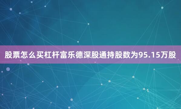 股票怎么买杠杆富乐德深股通持股数为95.15万股